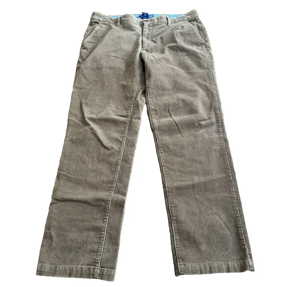 Izod‎ Corduroy Pants Mens 34x30 Brown Straight Leg Stretch Cotton Casual